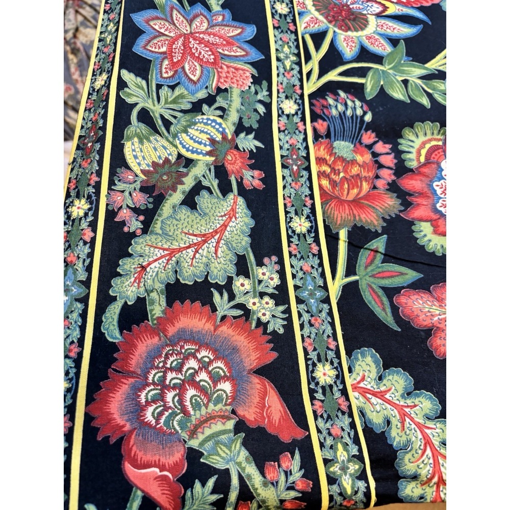April Cornell Black Floral Tablecloth 60"x 88" French Country Farmhouse Cottage - Picture 2 of 6